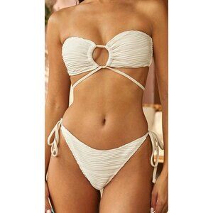 ZAFUL Multiway Textured Drawstring Tie Side Bandeau Bikini - Size XL, NWOT
